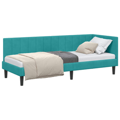 Cornice del letto ad angolo Turchese 80 cm x 200 cm Velluto | homemem39