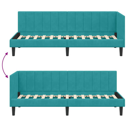 Cornice del letto ad angolo Turchese 80 cm x 200 cm Velluto | homemem39