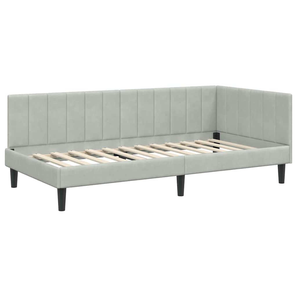 Cornice del letto ad angolo Grigio chiaro 90 cm x 190 cm | homemem39