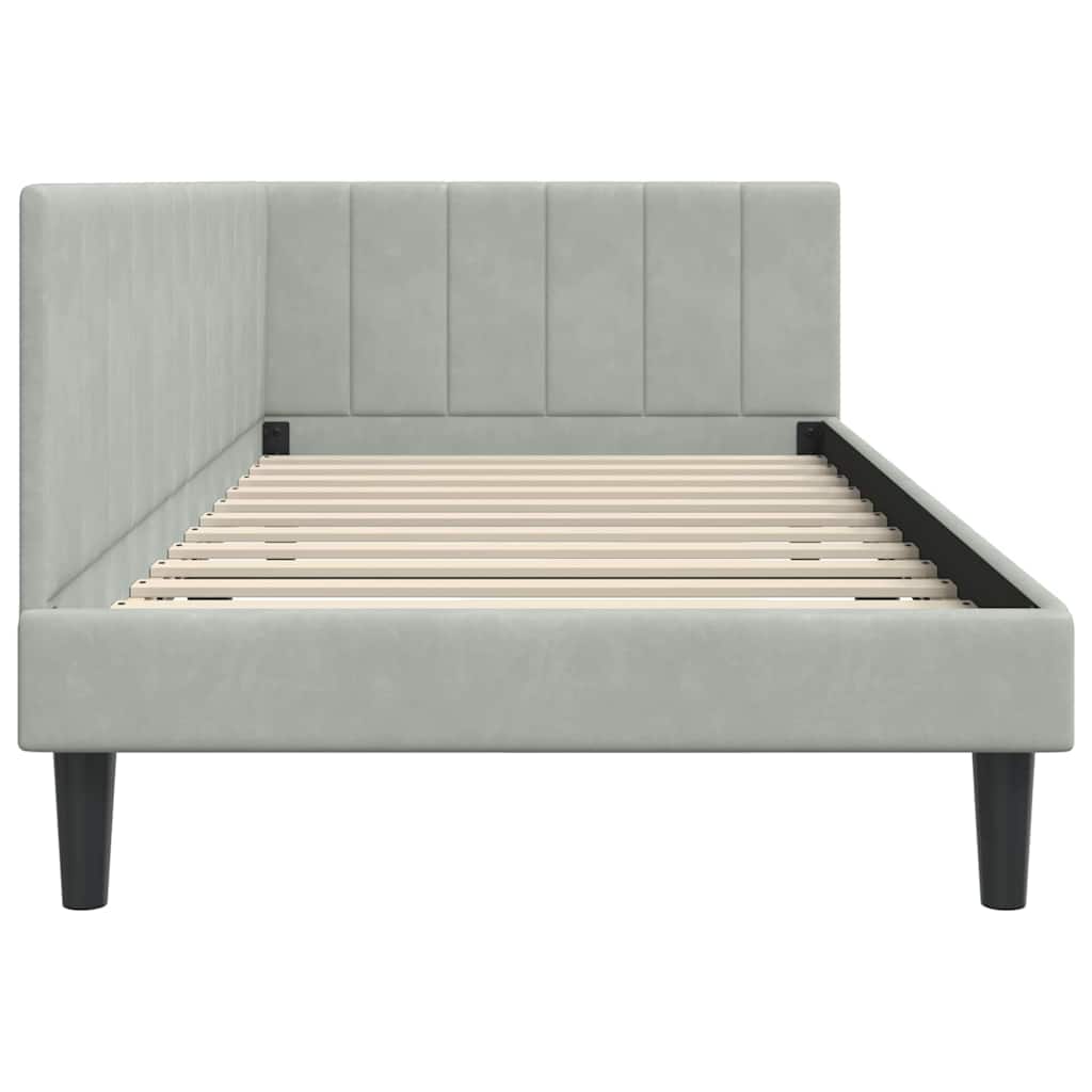 Cornice del letto ad angolo Grigio chiaro 90 cm x 190 cm | homemem39