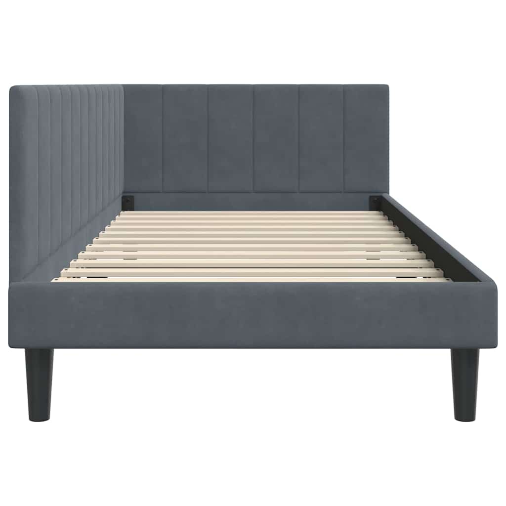 Cornice del letto ad angolo Grigio scuro 90 cm x 190 cm Velluto | homemem39