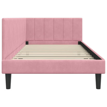 Cornice del letto ad angolo Rosa 90 cm x 190 cm Velluto | homemem39