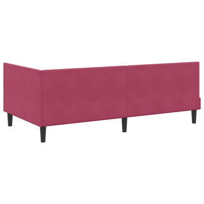 Cornice del letto ad angolo Rosso Vino 90 cm x 190 cm Velluto | homemem39