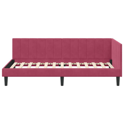 Cornice del letto ad angolo Rosso Vino 90 cm x 190 cm Velluto | homemem39