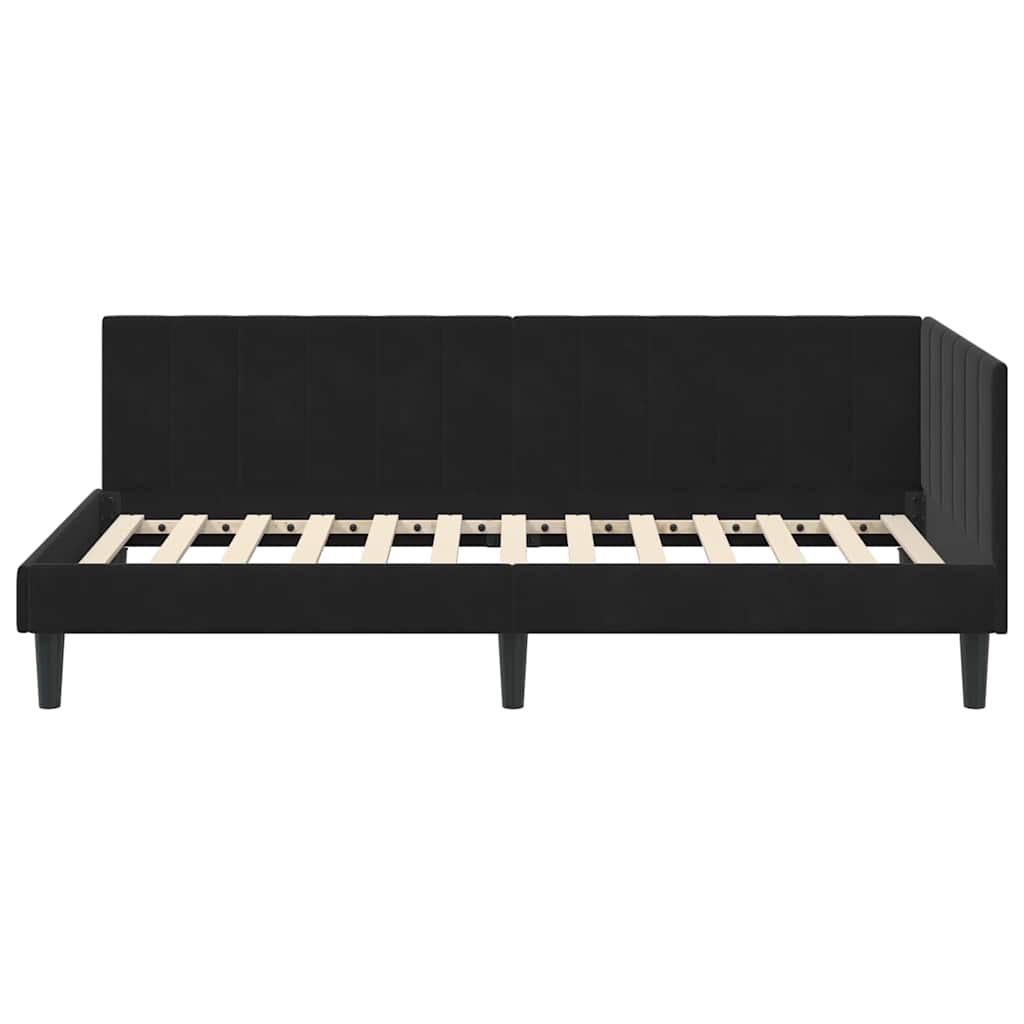 Cornice del letto ad angolo Nero 90 cm x 190 cm Velluto | homemem39