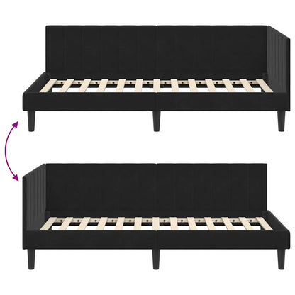 Cornice del letto ad angolo Nero 90 cm x 190 cm Velluto | homemem39
