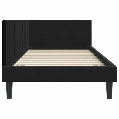 Cornice del letto ad angolo Nero 90 cm x 190 cm Velluto | homemem39