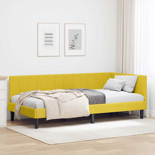 Cornice del letto ad angolo Giallo 90 x 190 cm Velluto - homemem39