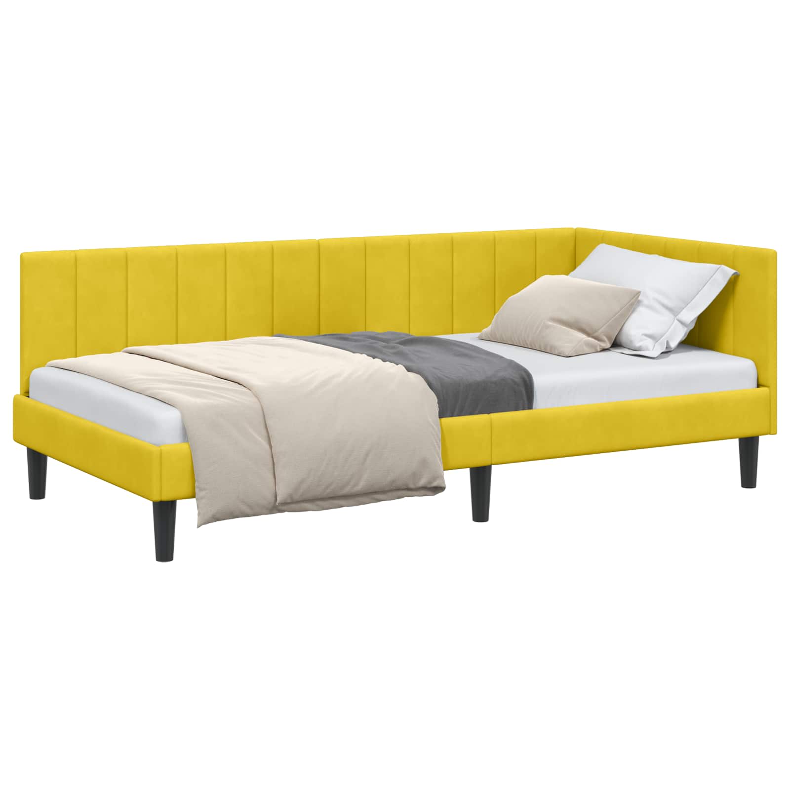 Cornice del letto ad angolo Giallo 90 cm x 190 cm Velluto | homemem39