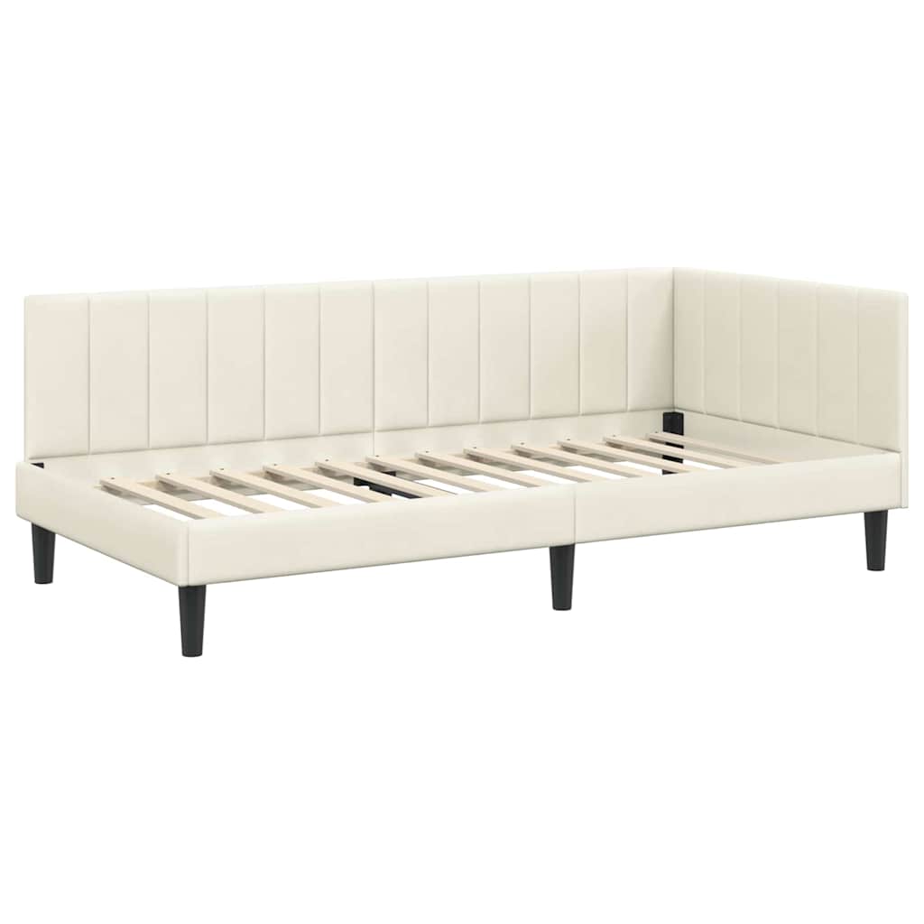 Cornice del letto ad angolo Crema 90 cm x 190 cm Velluto | homemem39