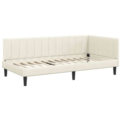 Cornice del letto ad angolo Crema 90 cm x 190 cm Velluto | homemem39