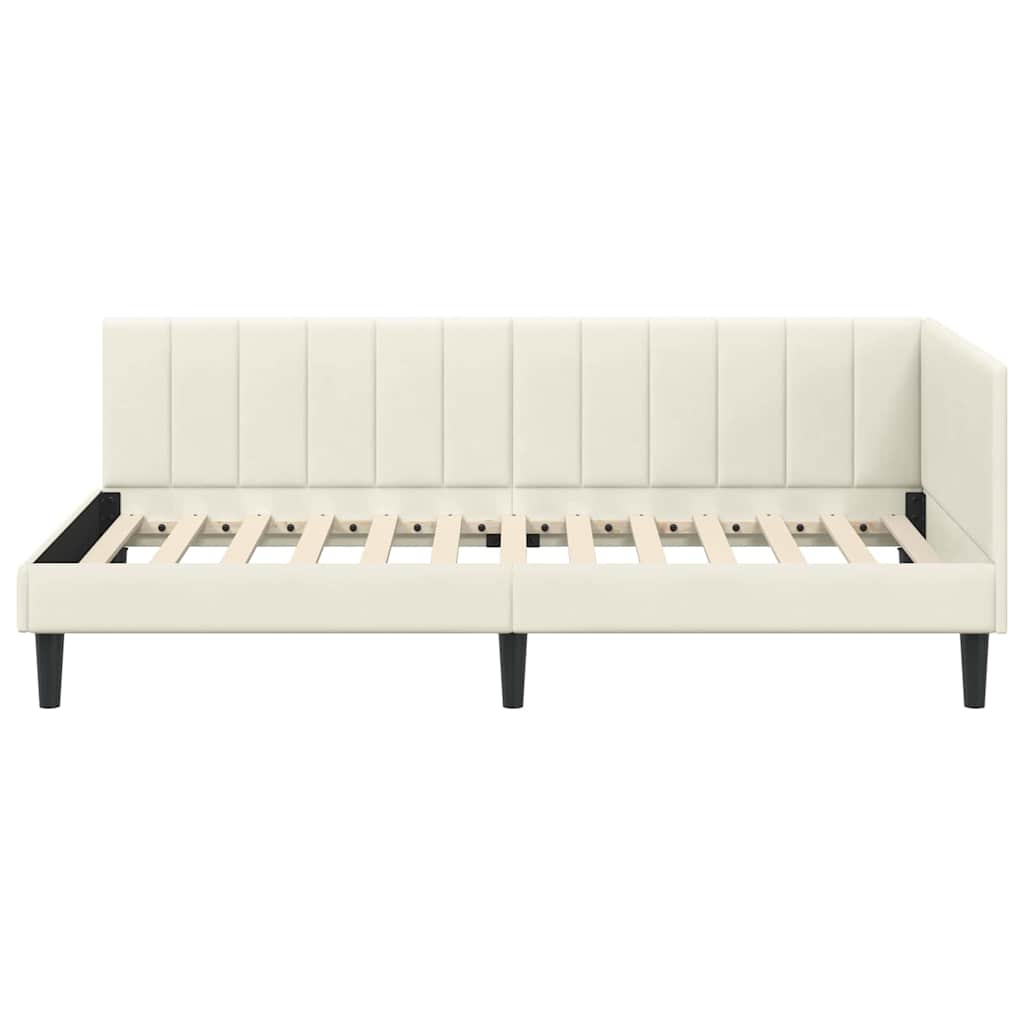 Cornice del letto ad angolo Crema 90 cm x 190 cm Velluto | homemem39