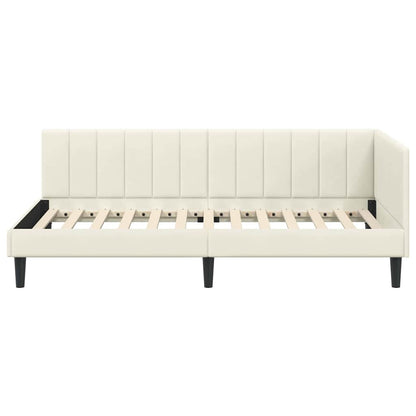 Cornice del letto ad angolo Crema 90 cm x 190 cm Velluto | homemem39
