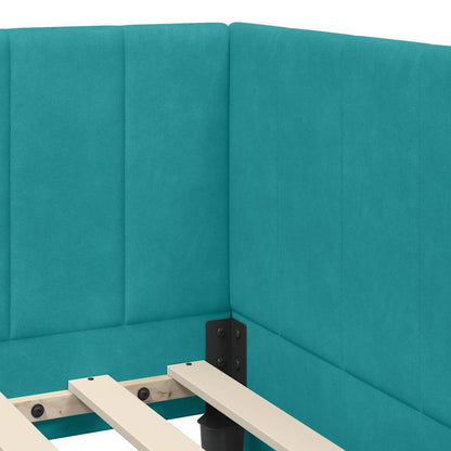 Cornice del letto ad angolo Turchese 90 cm x 190 cm Velluto | homemem39
