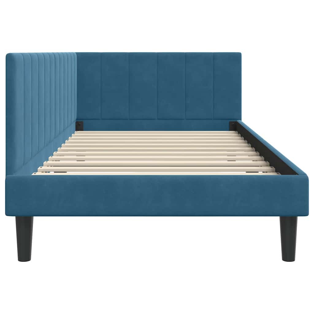 Cornice del letto ad angolo Blu 90 cm x 200 cm Velluto | homemem39