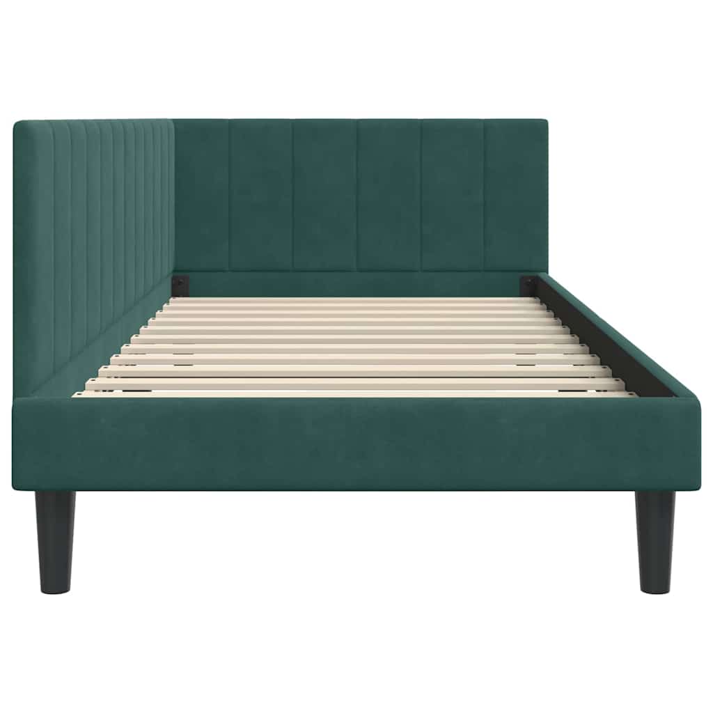 Cornice del letto ad angolo Verde Scuro 90 cm x 200 cm Velluto | homemem39