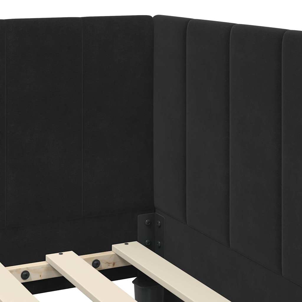 Cornice del letto ad angolo Nero 90 cm x 200 cm Velluto | homemem39