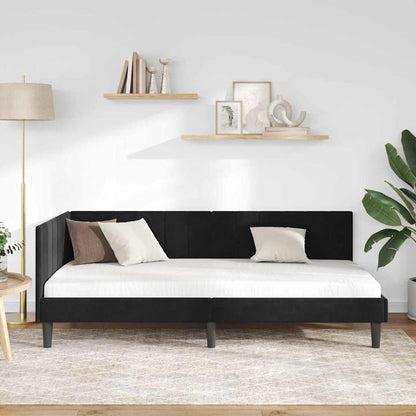 Cornice del letto ad angolo Nero 90 cm x 200 cm Velluto | homemem39