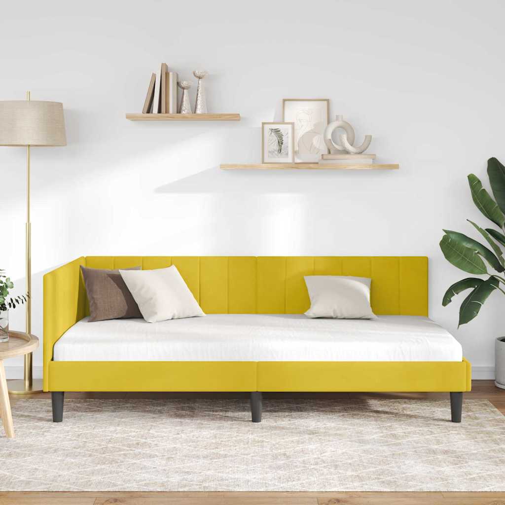 Cornice del letto ad angolo Giallo 90 x 200 cm Velluto - homemem39
