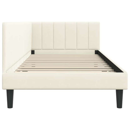 Cornice del letto ad angolo Crema 90 cm x 200 cm Velluto | homemem39