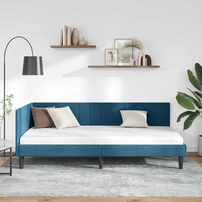 Cornice del letto ad angolo Blu 100 cm x 200 cm Velluto | homemem39