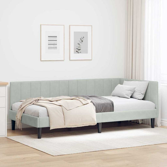 Cornice del letto ad angolo Grigio chiaro 100 cm x 200 cm | homemem39