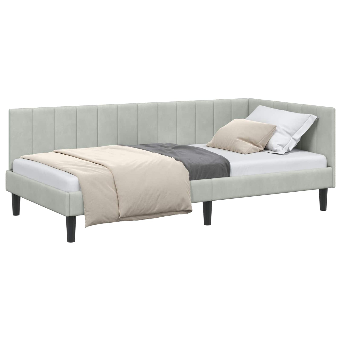 Cornice del letto ad angolo Grigio chiaro 100 cm x 200 cm | homemem39