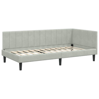 Cornice del letto ad angolo Grigio chiaro 100 cm x 200 cm | homemem39
