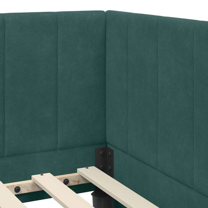 Cornice del letto ad angolo Verde scuro 100 x 200 cm Velluto - homemem39