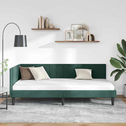 Cornice del letto ad angolo Verde Scuro 100 cm x 200 cm Velluto | homemem39