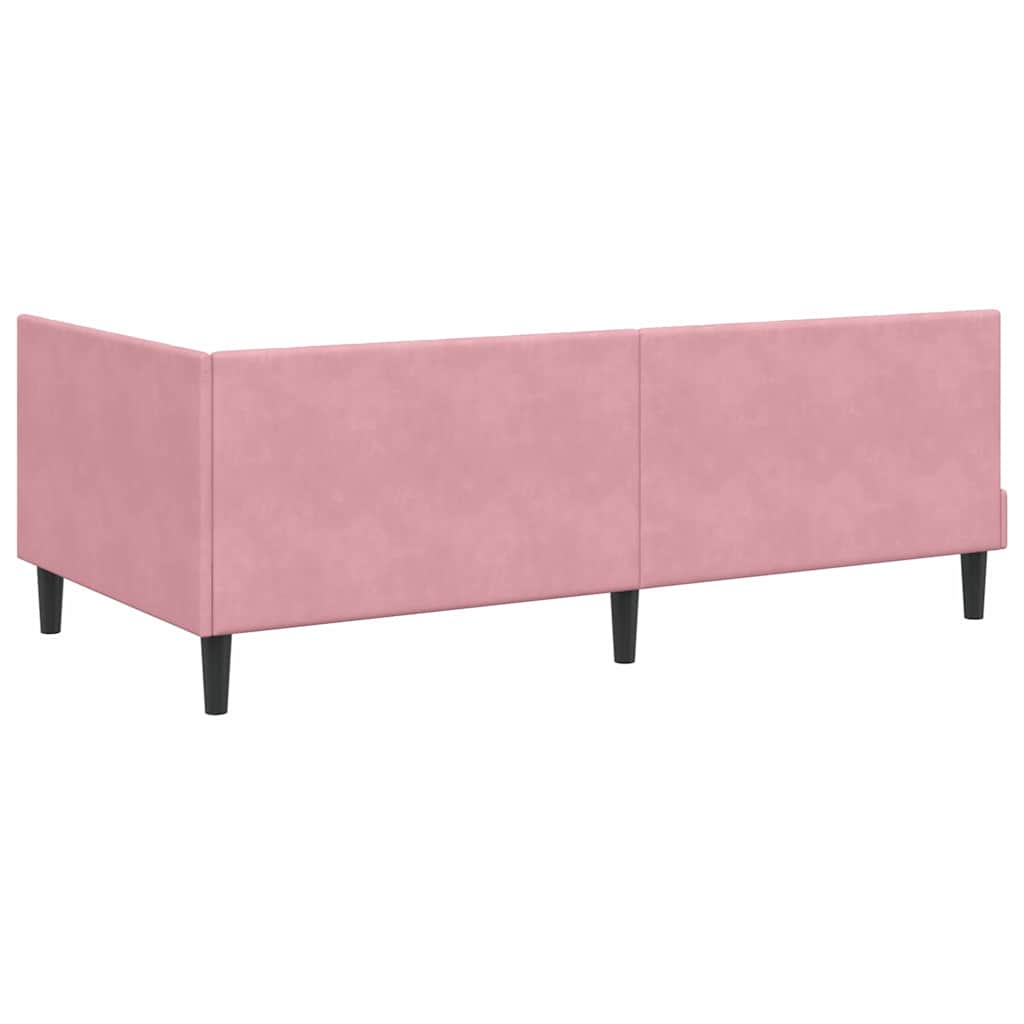 Cornice del letto ad angolo Rosa 100 cm x 200 cm Velluto | homemem39