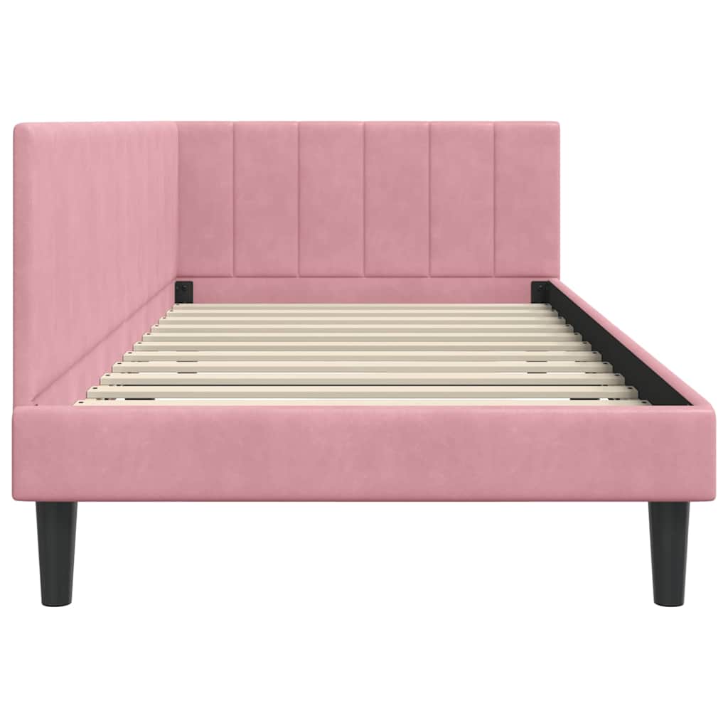 Cornice del letto ad angolo Rosa 100 cm x 200 cm Velluto | homemem39