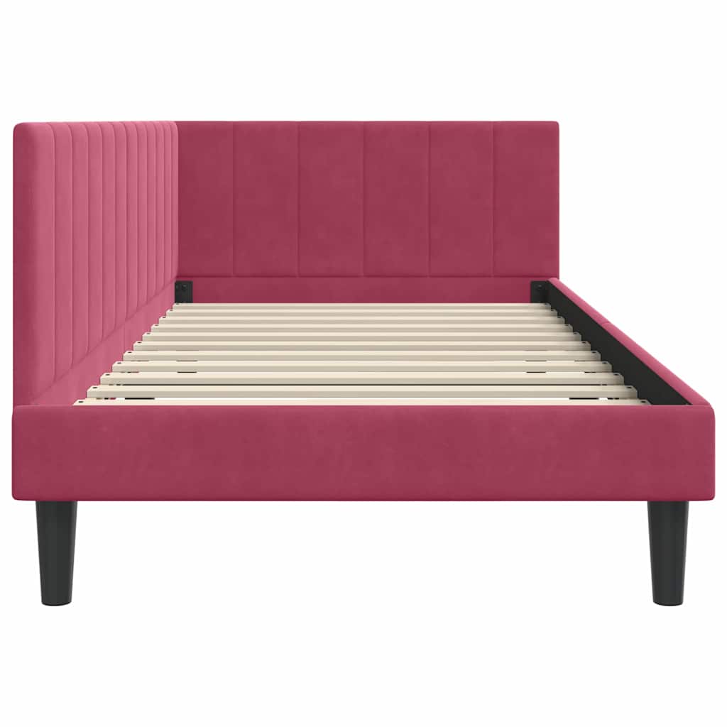 Cornice del letto ad angolo Rosso Vino 100 cm x 200 cm Velluto | homemem39