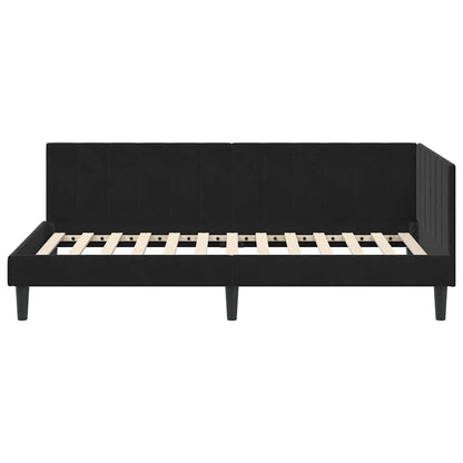 Cornice del letto ad angolo Nero 100 cm x 200 cm Velluto | homemem39