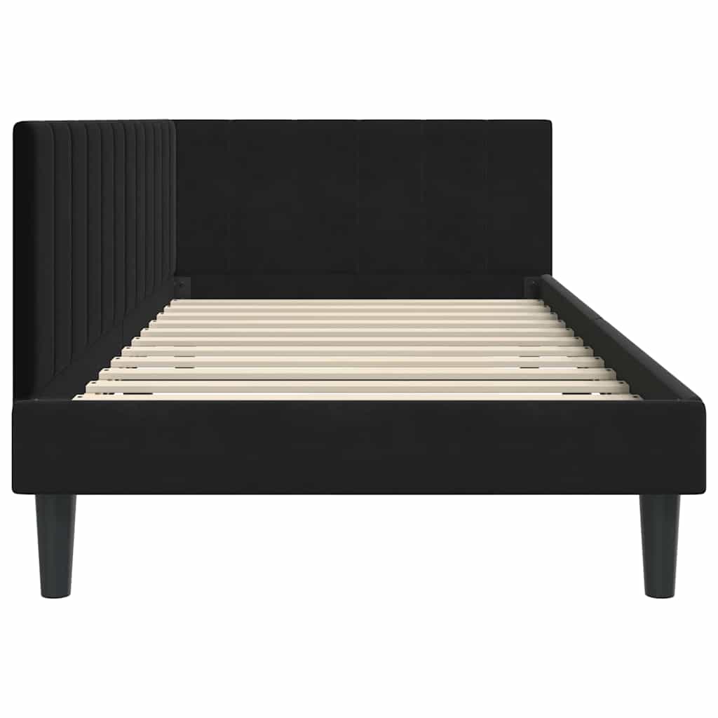 Cornice del letto ad angolo Nero 100 cm x 200 cm Velluto | homemem39