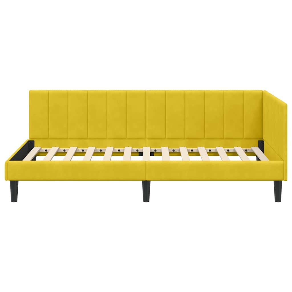 Cornice del letto ad angolo Giallo 100 x 200 cm Velluto - homemem39