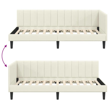 Cornice del letto ad angolo Crema 100 cm x 200 cm Velluto | homemem39