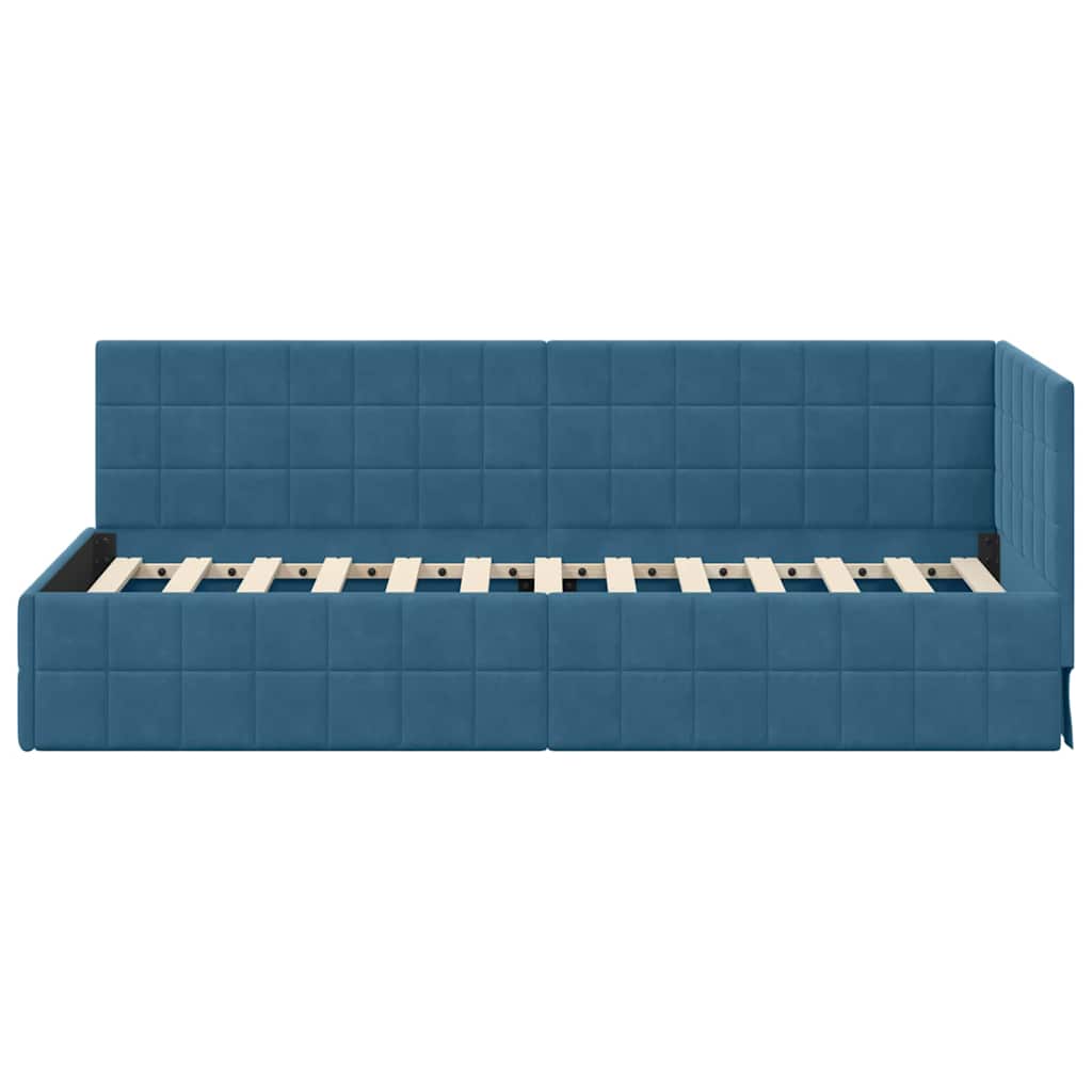 Cornice del letto ad angolo Blu 80 cm x 200 cm Tessuto
