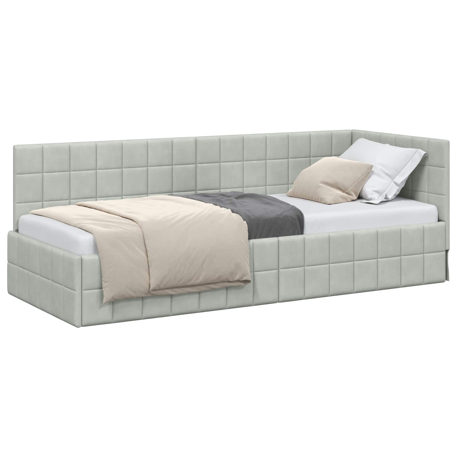 Cornice del letto ad angolo Grigio chiaro 80 cm x 200 cm | homemem39