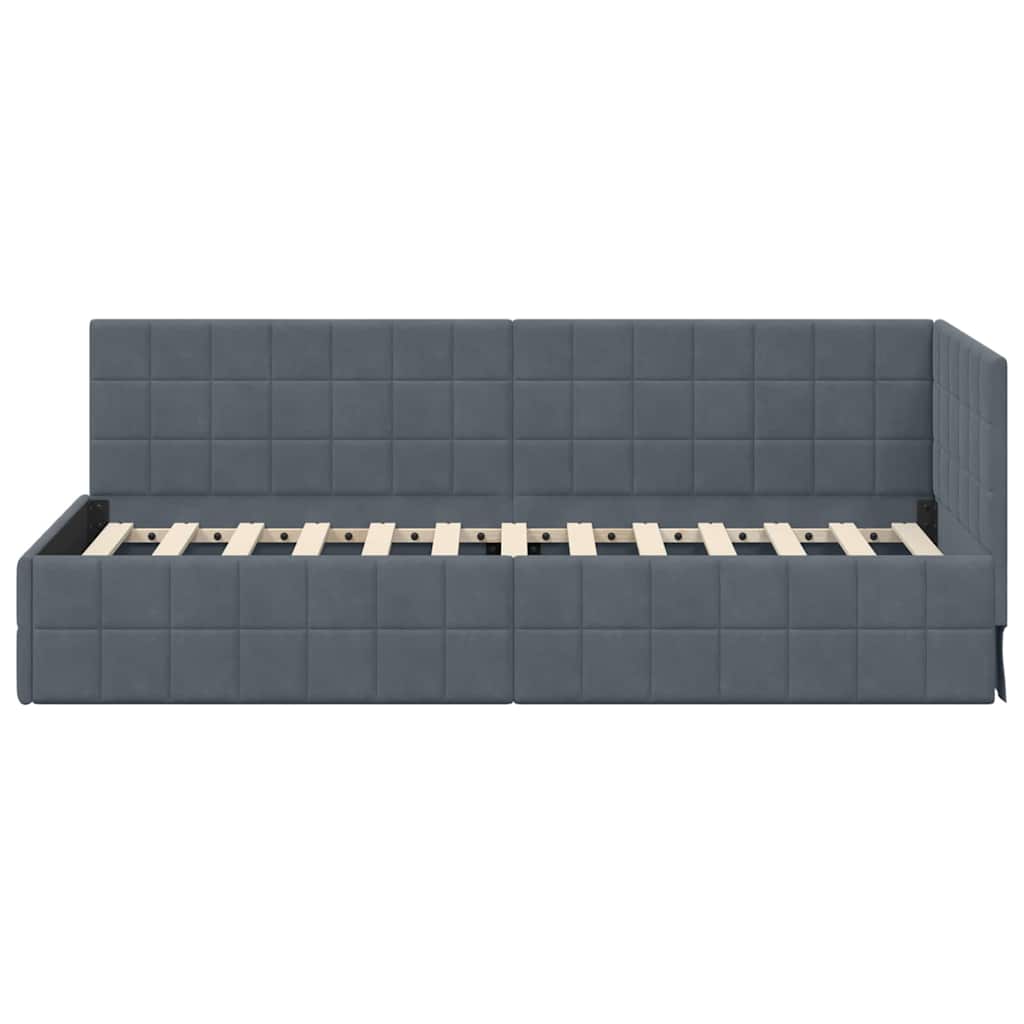 Cornice del letto ad angolo Grigio scuro 80 cm x 200 cm Tessuto