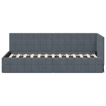 Cornice del letto ad angolo Grigio scuro 80 cm x 200 cm Tessuto