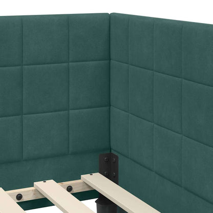 Cornice del letto ad angolo Verde Scuro 80 cm x 200 cm Tessuto