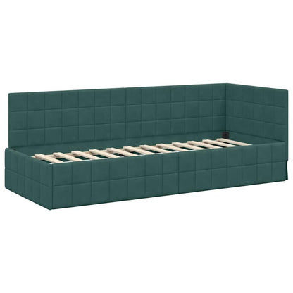 Cornice del letto ad angolo Verde Scuro 80 cm x 200 cm Tessuto