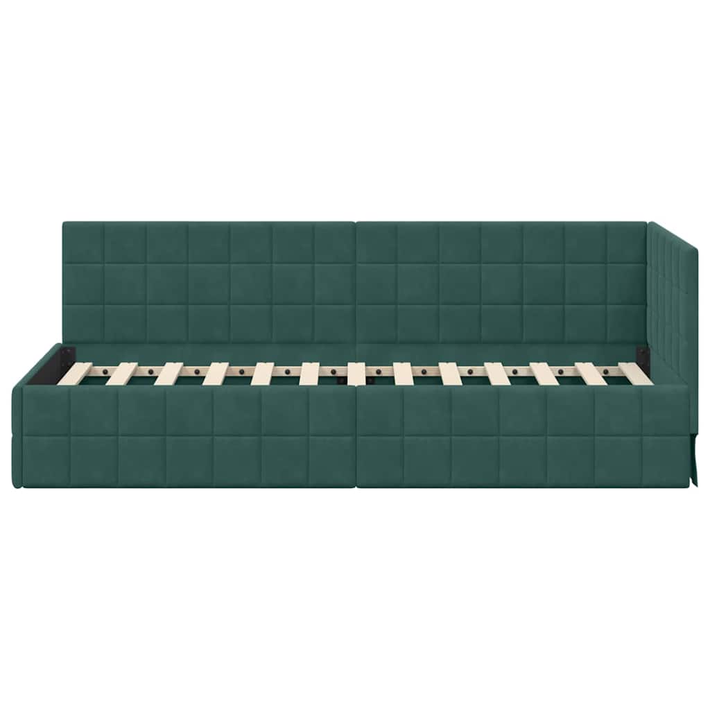 Cornice del letto ad angolo Verde Scuro 80 cm x 200 cm Tessuto