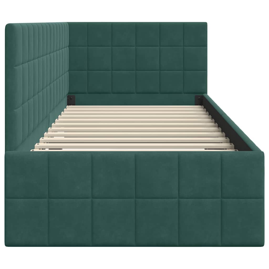 Cornice del letto ad angolo Verde Scuro 80 cm x 200 cm Tessuto