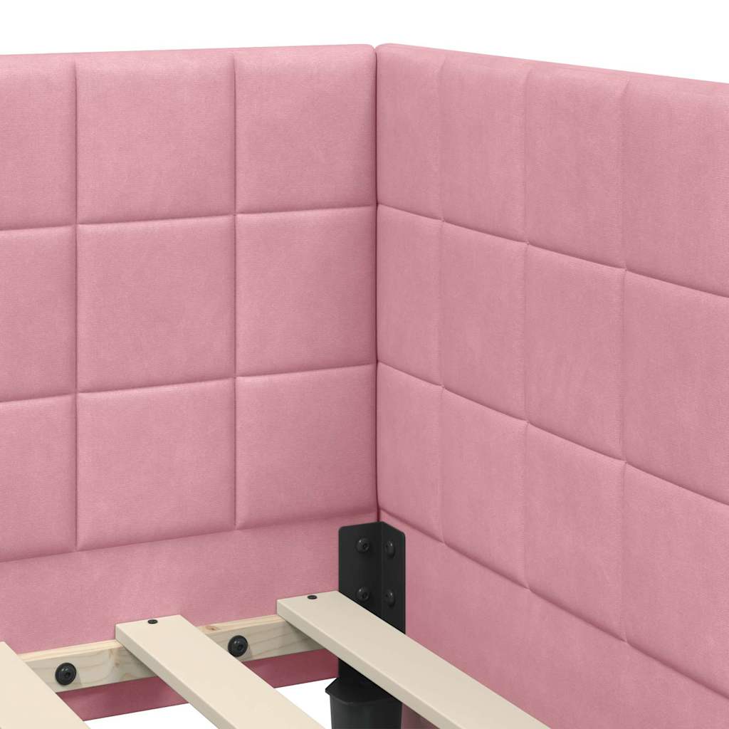 Cornice del letto ad angolo Rosa 80 cm x 200 cm Tessuto