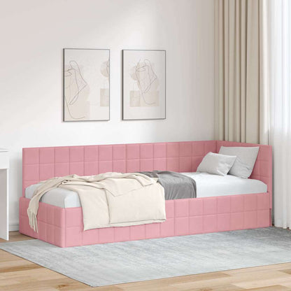 Cornice del letto ad angolo Rosa 80 cm x 200 cm Tessuto