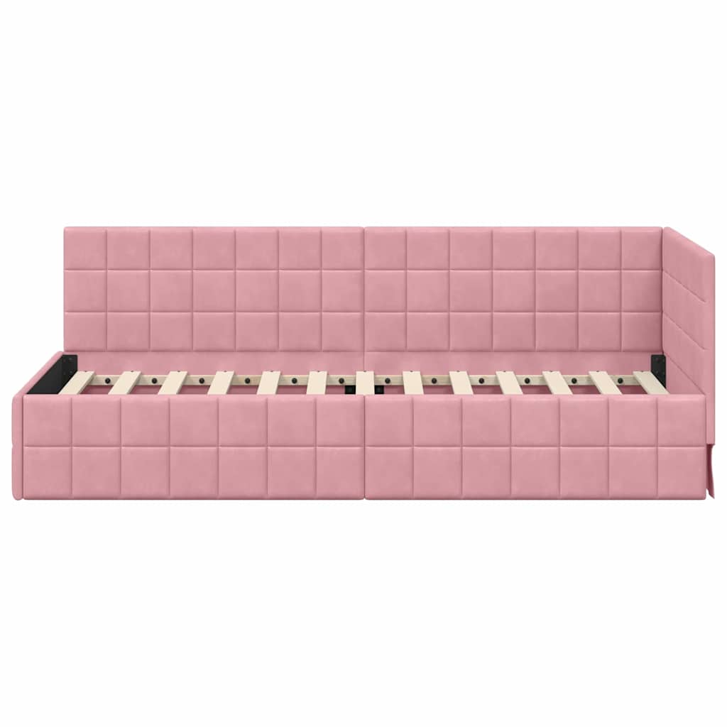 Cornice del letto ad angolo Rosa 80 cm x 200 cm Tessuto