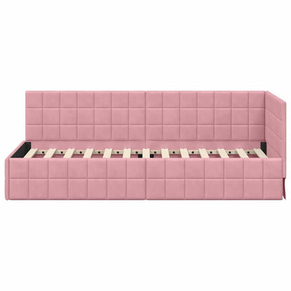 Cornice del letto ad angolo Rosa 80 cm x 200 cm Tessuto