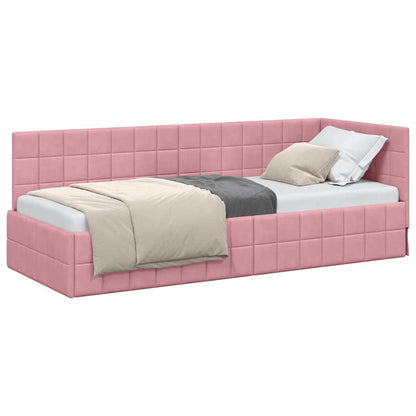 Cornice del letto ad angolo Rosa 80 cm x 200 cm Tessuto